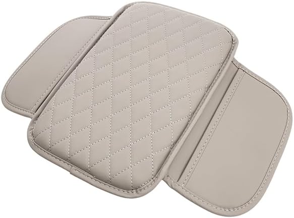 Car Center Console Cover for Jeep Compass 2006–2025 2026 MK/MP, Waterproof Anti-Scratch Leather Armrest Pad, Console Cushion with Side Storage Pocket, Soft Padding Auto Armrest Mat,C-Gray