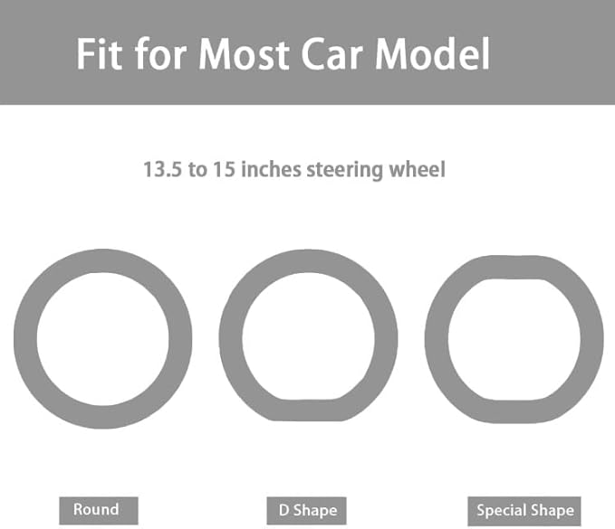 Universal Gray Steering Wheel Cover：13.5 to 15 Inches Flexible Silicone Anti Slip Steering Wheel Protector Fit for Most Car Models Including Round D Shape or Special Shape