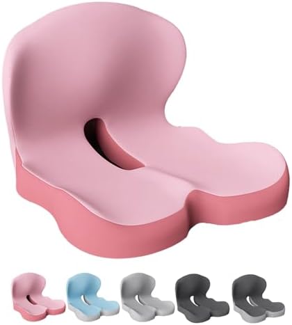Back and Seat Cushion, Car Seat Cushion, Soothe+ Cushion, Memory Foam L-Shaped Integrated Seat Cushions Lumbar & Lower Back Support for Office Chair, Car (Pink)