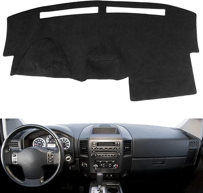 Dash Cover Dashboard Cover Mat Pad for Nissan Titan 2004-2012/ Armada 2004-2007, w/o Sensor w/o NAVI Cutout (Black) Y30