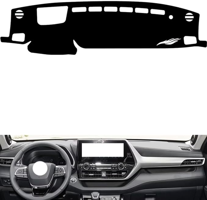 leather dashboard cover Compatible with Toyota Highladner (HUD 2022-2023，dash cover（black）