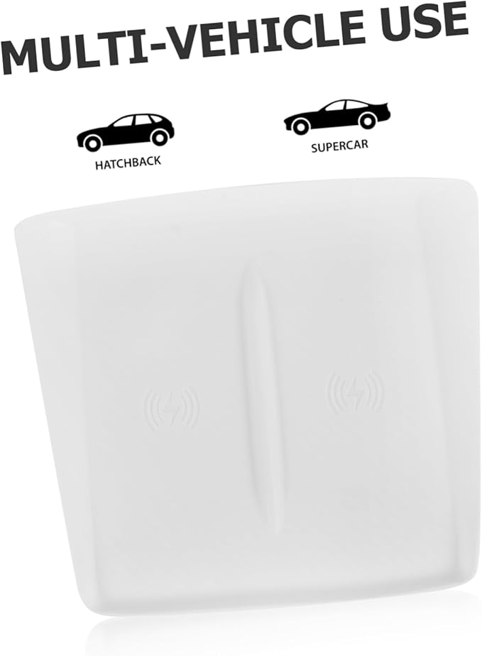NUOBESTY Charging Pad for Silicone Non- Center Console Mat Easy Installation Design White Interior Accessory for Phone Charging
