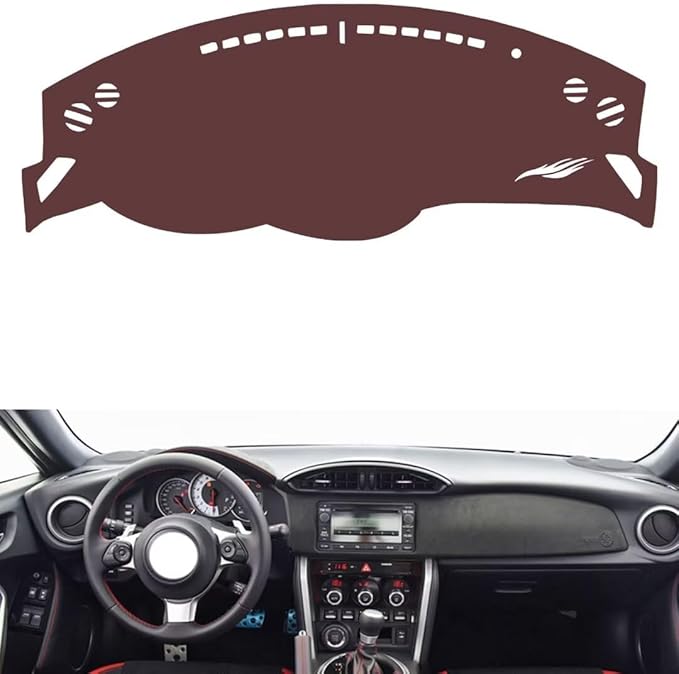 Leather Dashboard Cover Compatible with Toyota 86,Dash Board Cover mat Anti-Slip Sun-Proof and dust-Proof(Brown)