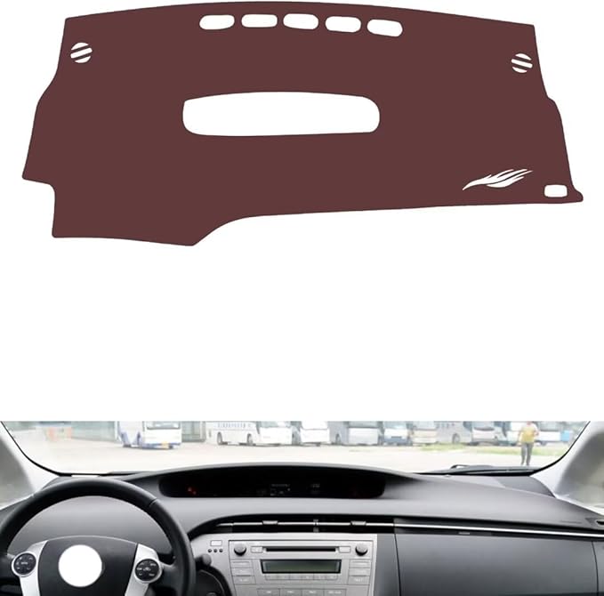 Leather Dashboard Cover Compatible with Toyota Prius 2012,Dash Board Cover mat Anti-Slip Sun-Proof and dust-Proof(Brown)