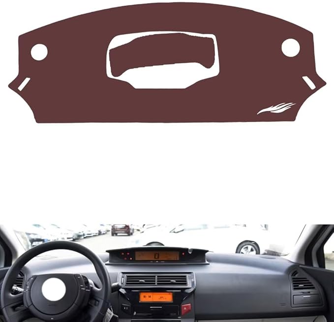 Leather Dashboard Cover Compatible with Citroen C-Quatre 2012-2016,Dash Board Cover mat Anti-Slip Sun-Proof and dust-Proof(Brown)