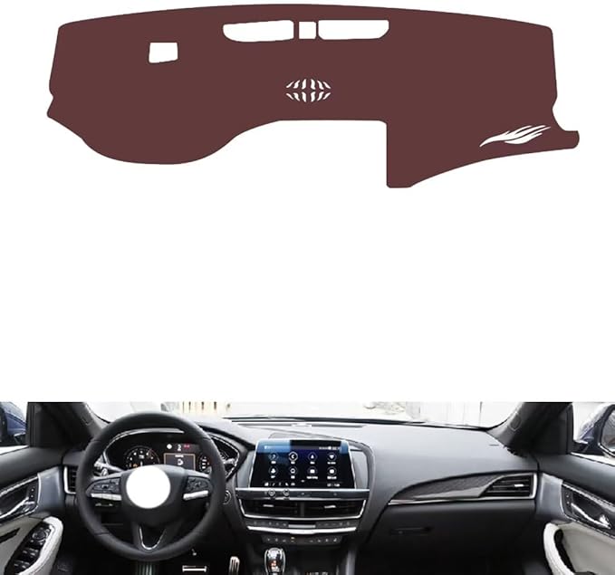 Leather Dashboard Cover Compatible with Cadillac CT5（Warning Light） 2020-2023,Dash Board Cover mat Anti-Slip Sun-Proof and dust-Proof(Brown)