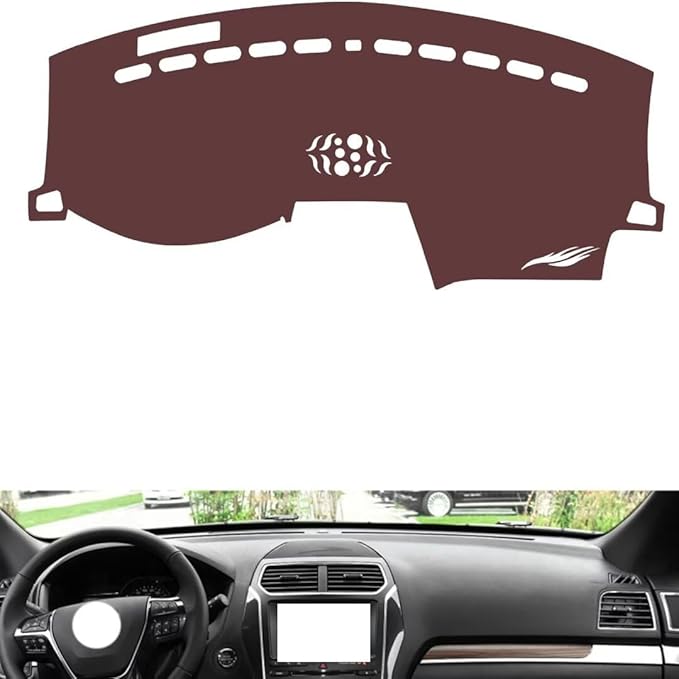 Leather Dashboard Cover Compatible with Ford Explorer (Warning Light 2011-2018，Dash Cover, Non-Slip Dash Cover, Dash mat Dashboard Cover, Interior Dash Covers