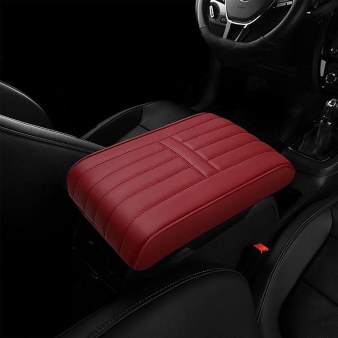 Car Armrest Pad for Porsche Macan 2014 2015 2016 2017 2018 2019 2020 2021 2022 2023 2024 Memory Cotton Armrest Box Pad Center Console Scratch Pad Box Cushion Protector,Red