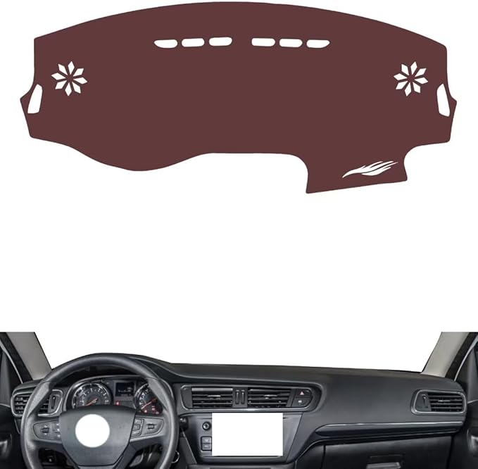 Leather Dashboard Cover Compatible with Citroen C3-XR 2015-2018,Dash Board Cover mat Anti-Slip Sun-Proof and dust-Proof(Brown)