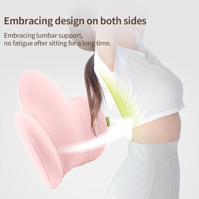 Lumbar Support Pillow for Office Chair, Car Back Support with Memory Foam, Support for Lower Back Pain Relief Lumbar Pillows, Ergonomic Back Cushion for Desk Chair, Sofa, Bed, Car Seat (Pink)