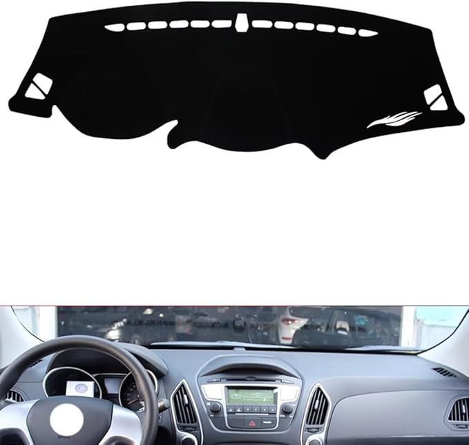 leather dashboard cover Compatible with HyundaiHyundai IX35 2010-2015，dash cover（black）