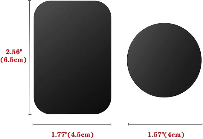 Adhesive Thin Metal Plates(Compatible with Magnetic Mounts),16PCS Metal Plates for Phone Case,(8 Rectangle and 8 Round) S-07N(Black)
