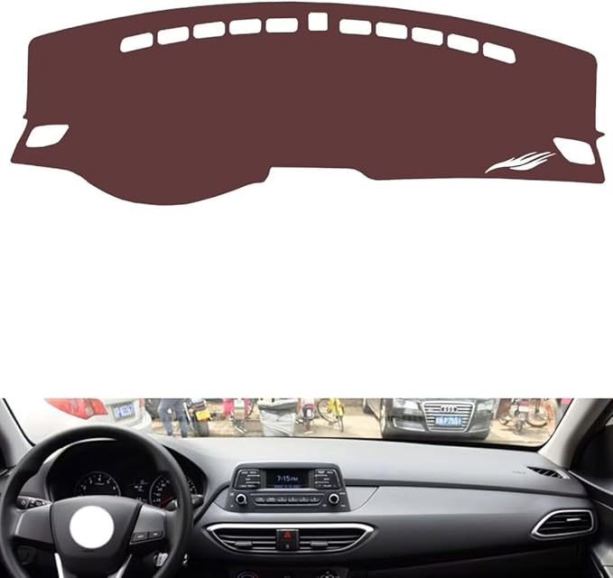 Leather Dashboard Cover Compatible with HyundaiHyundai CELESTA 2017-2020,Dash Board Cover mat Anti-Slip Sun-Proof and dust-Proof(Brown)