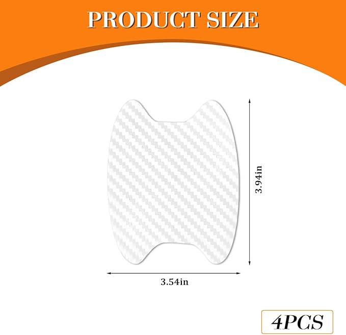 Car Door Handle Cup Scratch Protector, 4PCS 3D Carbon Fiber Vehicle Handle Bowl Sticker, Automotive Exterior Door Cup Protection Decal, Universal for SUV Caravan Automobile (White)