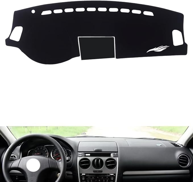 Leather Dashboard Cover Compatible with Mazda 6 2004-2016，Dash Cover（Black）