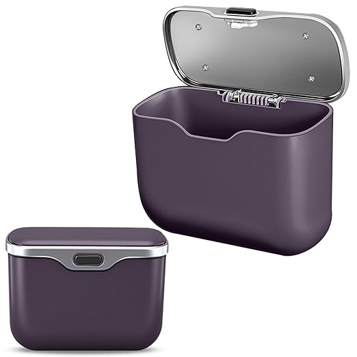 MAIBAOYUAN Car Trash Can with Lid, Leakproof Auto Garbage Bin, Waterproof Car Trash Bag Holder with PU Leather Top for Back of Seat/Door, Fit for SUVs, Sedans, Trucks Purple