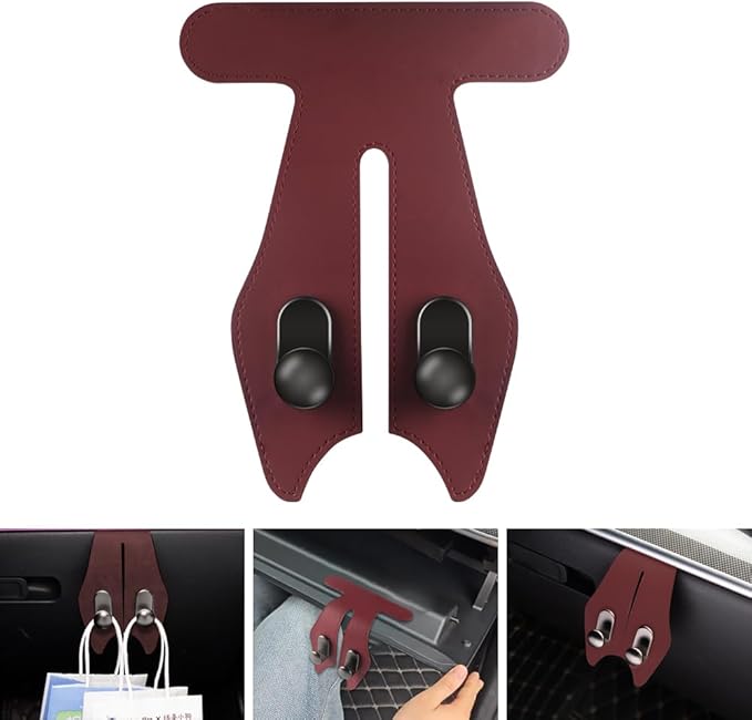 NHHEO Car Hook for Co-Pilot Glovebox, Universal Vehicle Glove Box Organizer for Umbrella Handbag Coat(Red)