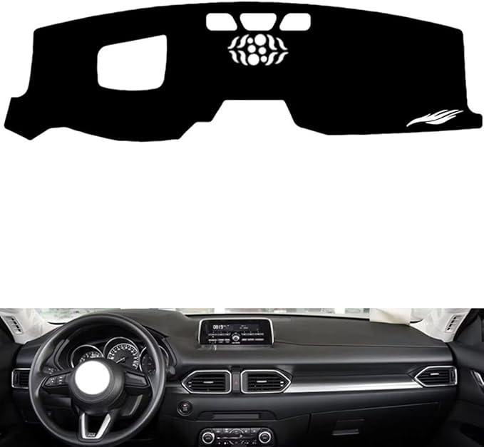 leather dashboard cover Compatible with Mazda CX-8（HUD） 2019，dash cover（black）