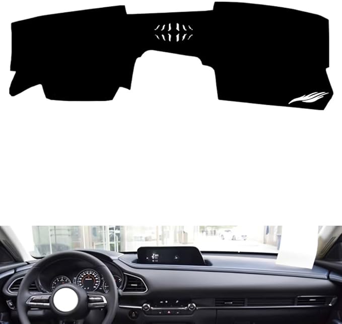 leather dashboard cover Compatible with Mazda CX-30（NO HUD），dash cover（black）