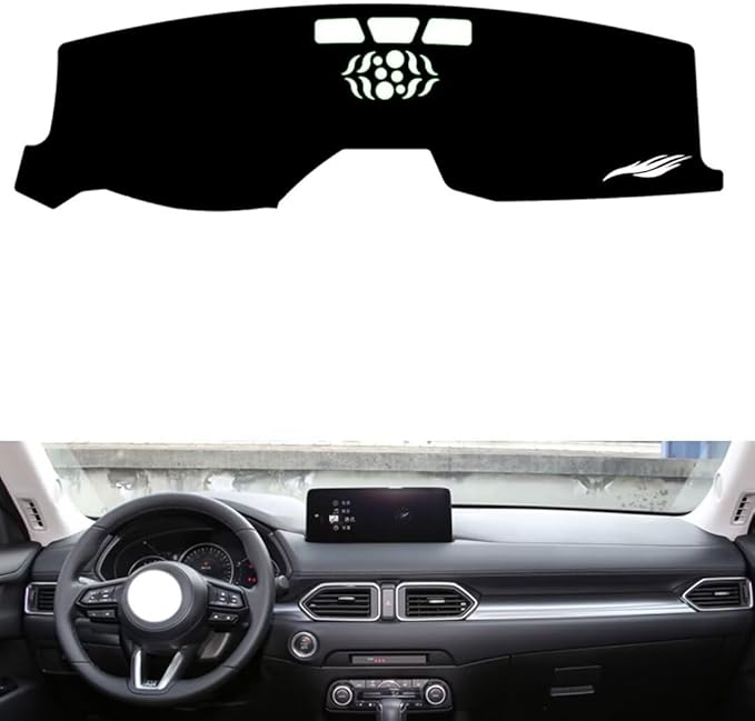 Leather Dashboard Cover Compatible with Mazda CX-5（NO HUD） 2022-2025，Dash Cover（Black）