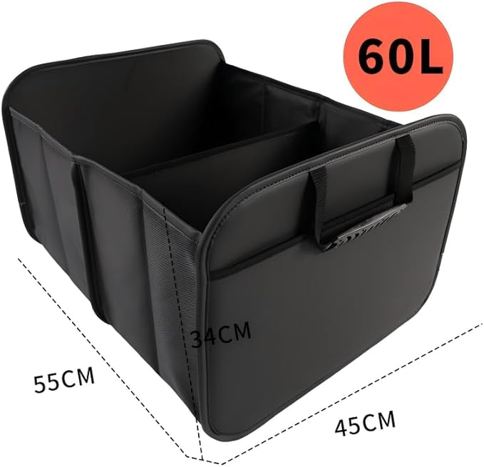 Zenithide Car Trunk Organizer with, Collapsible Car Trunk Storage Organizer, Car Organizer and Storage for SUV, Truck, Sedan 21.7x17.7x13.4 Inches (Black)