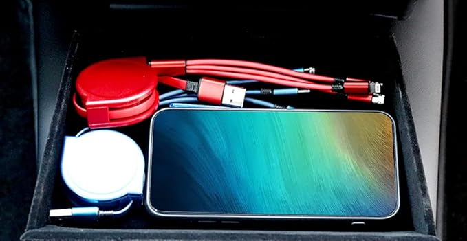 iJDMTOY Exact Fit Under Center Navigation Touch Screen Organizer Compartment Box/Tray w/Inside Mats Compatible with Tesla: 2016-2021 Model X and 2017-2021 Model S