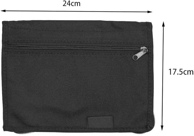 Car Glove Box Organizer Storage Folder for Documents and Manuals, 600D Oxford Cloth with Zippered Pocket and Elastic Loop, Black
