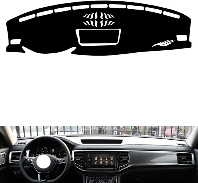 leather dashboard cover Compatible with VW Teramont（speakers） 2017-2020，dash cover（black）