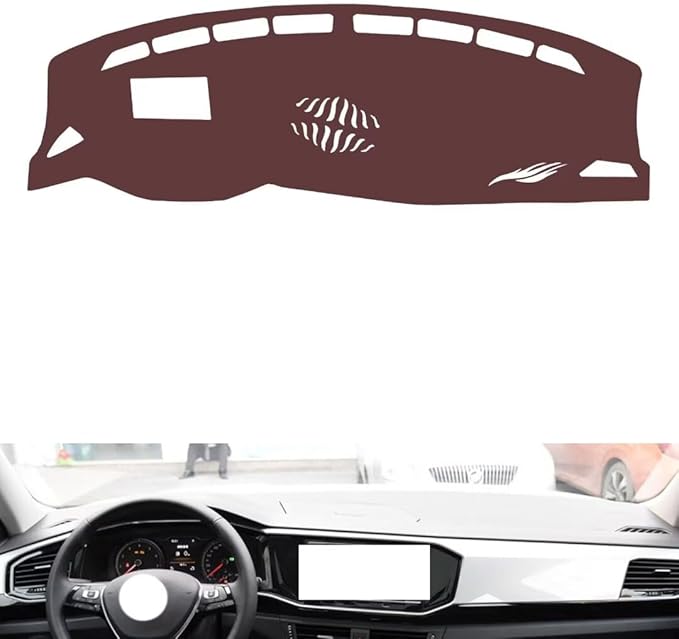 Leather Dashboard Cover Compatible with VW Tayron（HUD、Speakers） 2019-2022,Dash Board Cover mat Anti-Slip Sun-Proof and dust-Proof(Brown)