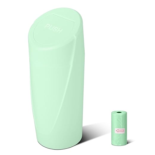 SGLRT Car Trash Can Bin with Lid - Car Garbage Can Cup Holder - Green Mini Leakproof Vehicle Trash Garbage Can Bin with 20pcs Trash Bags-Car Organizers and Storage for Front Back Seat Accessories