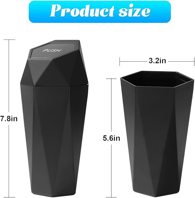 Car Trash Can with Lid, Leakproof Mini Essential Vehicle Garbage Organizers, Multipurpose Automotive Garbage Storage Organizer Bin Accessories, Universal for SUV, Sedan, Truck