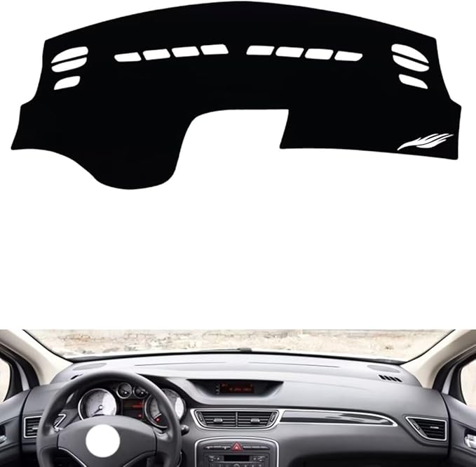 leather dashboard cover Compatible with Peugeot 308 2012-2014，dash cover（black）