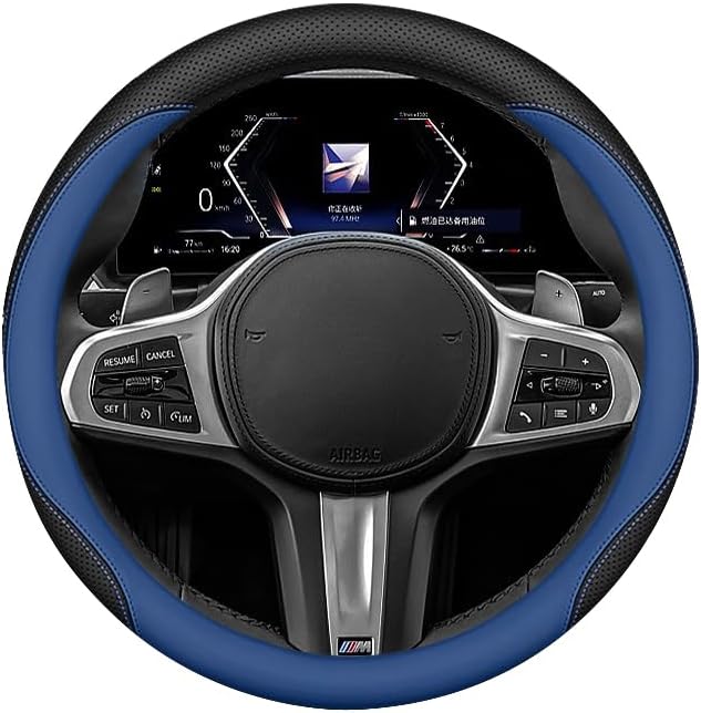 Leather Steering Wheel Cover 15 Inches Car Steering Wheel Cover Stretchy Easy Installation Durable Breathable Non-Slip for Honda Civic Accord Fit CRV HRV Pilot Odyssey Accessories -Blue