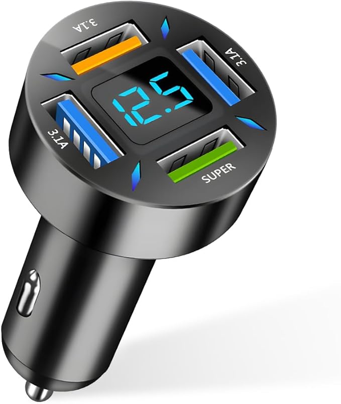 Augeny USB C Car Charger, 4 Port Auto Fast Charger with USB 66W, Cigarette Lighter USB Automotive Adapter Compatible with Most Mobile Cell Phone, Car Accessories (66W)