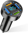 Augeny USB C Car Charger, 4 Port Auto Fast Charger with USB 66W, Cigarette Lighter USB Automotive Adapter Compatible with Most Mobile Cell Phone, Car Accessories (66W)