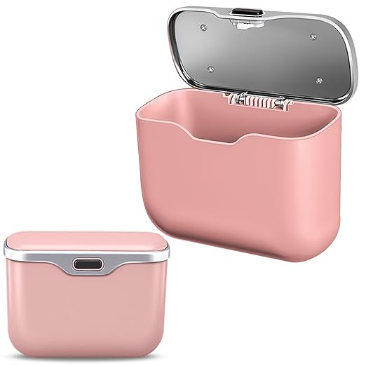MAIBAOYUAN Car Trash Can with Lid, Leakproof Auto Garbage Bin, Waterproof Car Trash Bag Holder with PU Leather Top for Back of Seat/Door, Fit for SUVs, Sedans, Trucks Pink