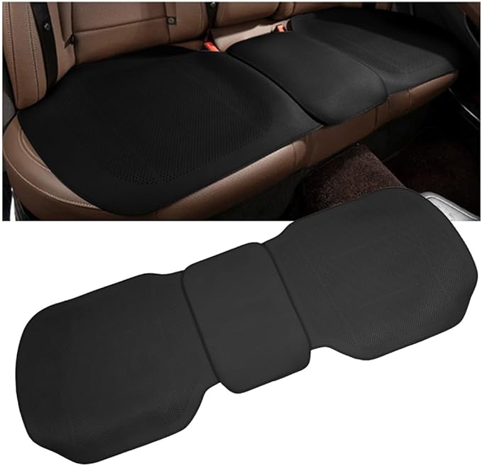 ontto 1 PC Car Rear Seat Cushion Fits Most Vehicles Cars Trucks SUV,Thin and Breathable Car Seat Pad Protector for Summer,Perforated PU Leather Auto Seat Mat with Buckle Fixing,Black