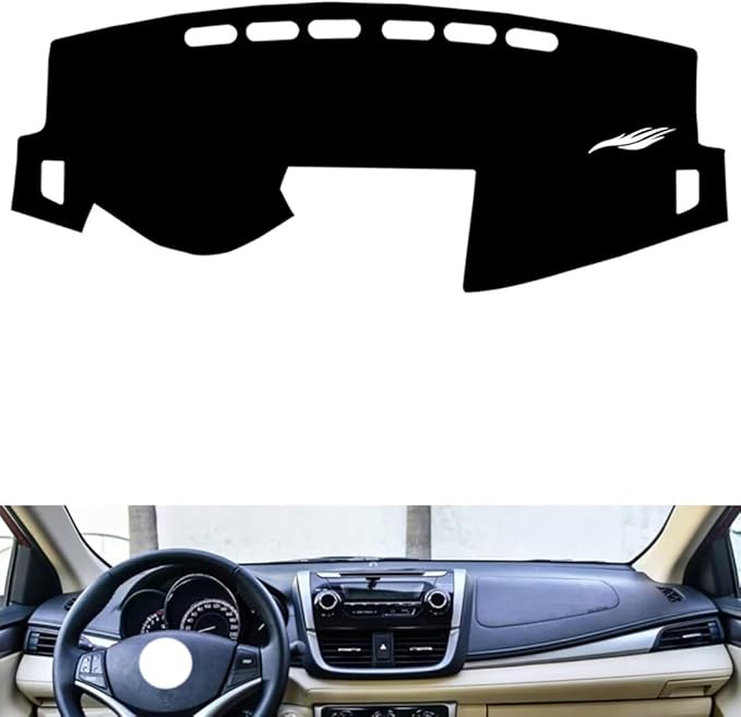 leather dashboard cover Compatible with Toyota Yaris L 2016-2022，dash cover（black）