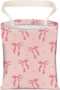 AXZOPDE Cute Car Trash Can, Hanging Canvas Car Back Seat Organizer and Storage Bag, Funny Car Trash Bag for Travelling, Outdoor Cute Pink Bow Star