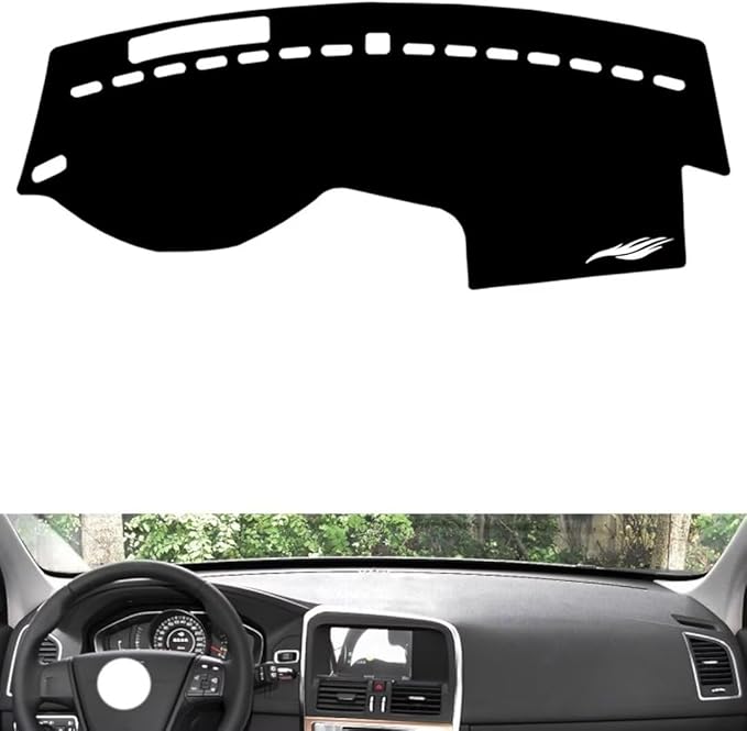 leather dashboard cover Compatible with Volvo XC60（No speaker、warning light） 2011-2017，dash cover（black）