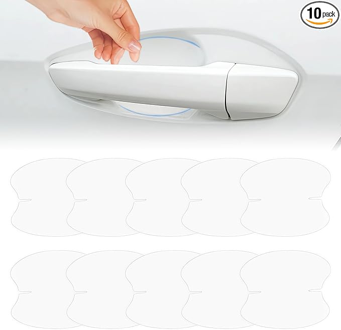 10 PCS Car Door Handle Scratch Protector, Transparent Film Invisible Door Handle Protectors for Vehicles, Guard Scratch Paint Shield for Cars SUVs Trucks (Clear)