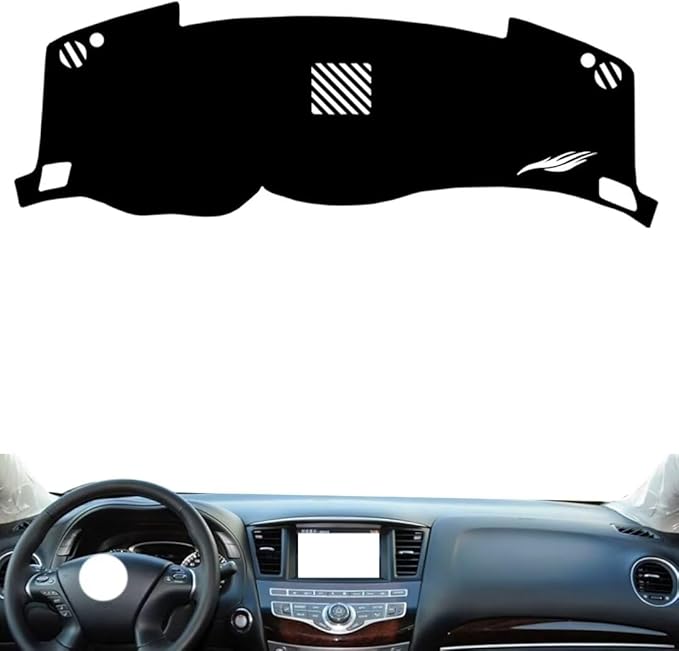 Leather Dashboard Cover Compatible with Infiniti JX35 2012-2018，Dash Cover（Black）