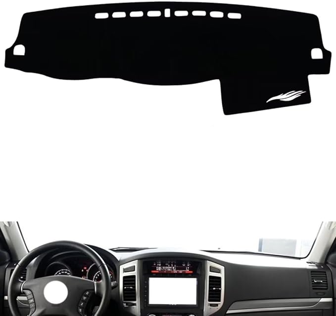 leather dashboard cover Compatible with Mitsubishi pajero（No speaker） 2007-20，dash cover（black）