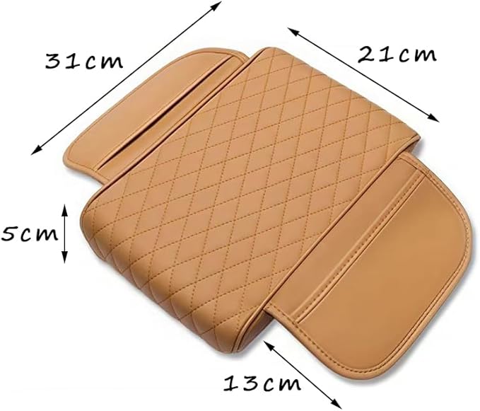 Car Armrest Cushion for Buick Enclave 2008–2025 2026 C1XX,Multifunctional Car Armrest Heightening Pad,Car Center Console Cover,Waterproof Nappa Leather Arm Rest Protector,Brown