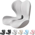 Back and Seat Cushion, Car Seat Cushion, Soothe+ Cushion, Memory Foam L-Shaped Integrated Seat Cushions Lumbar & Lower Back Support for Office Chair, Car (Ligeht Grey-C)