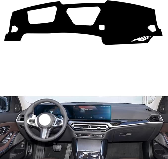 Leather Dashboard Cover Compatible with BMW New 4 Series (HUD) 2023-2024，Dash Cover（Black）