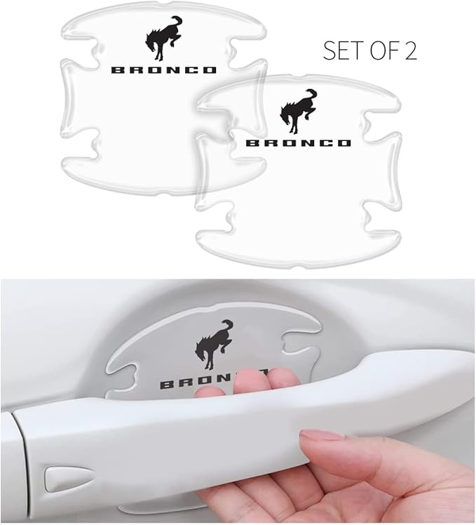 iPick Image for Ford Bronco Universal Car Door Handle Cup Protector Clear Decal Stickers, Pair - Official Licensed