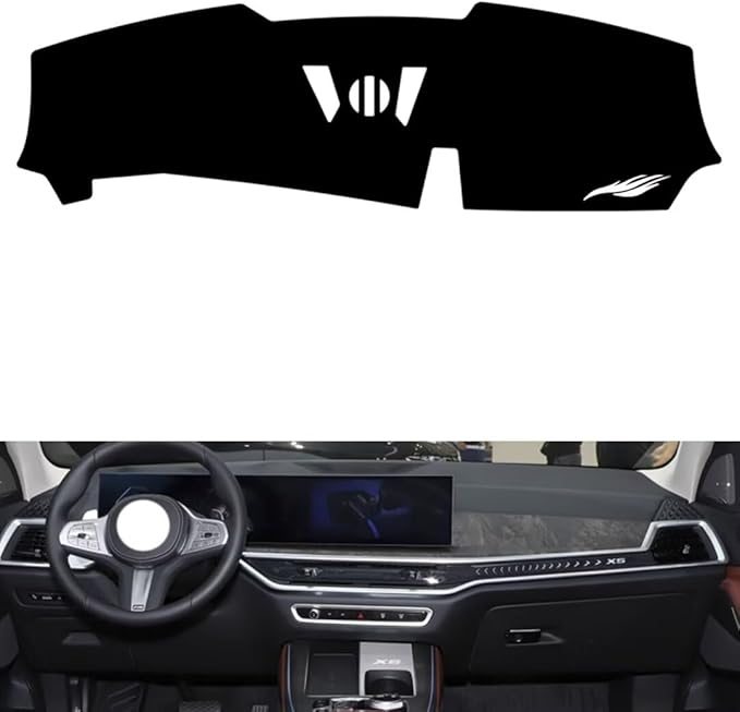 leather dashboard cover Compatible with BMW X7 (No hud) 2023-2024，dash cover（black）