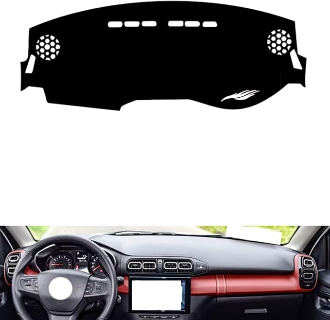 leather dashboard cover Compatible with Citroen C3-XR 2019-20，dash cover（black）