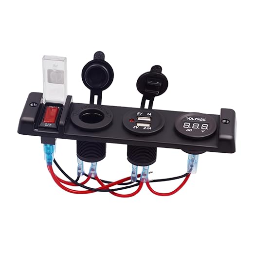 PRETYZOOM Dual USB Circuit Breaker Panel with Dust Cover for Car Rv and Boat Overload Protection Rocker Switch with LED Indicator for Automotive Use